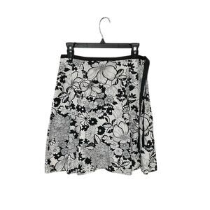 VTG 90s Massini Floral Cotton Pleated Skirt Size 8 Medium High Waisted Ribbon